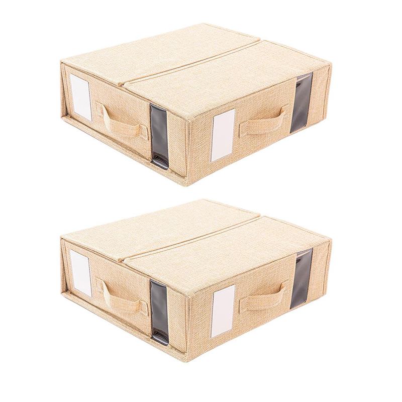 2er-set Aufbewahrungstaschen Für Bettlaken, Faltbare Aufbewahrungsbox Für Bettwäsche, Minimalistisch, Beige