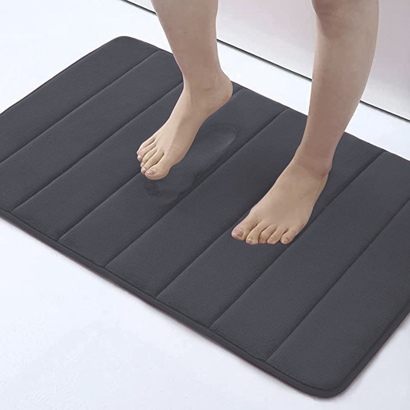 Badematte Aus Memory-schaum, 50 X 80 Cm, Saugfähig, Rutschfest, Aus Dickem Pvc, Dunkelgrau