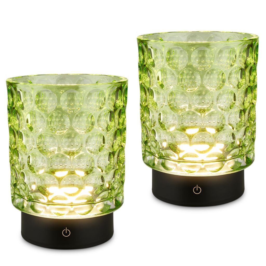 Briloner Sunora Led Tischlampe Kabellos Ip44, 2er Set, Dimmbar, Touch, Kabellos, Spritzwasserschutz, Grün, Ø11 X 15 Cm