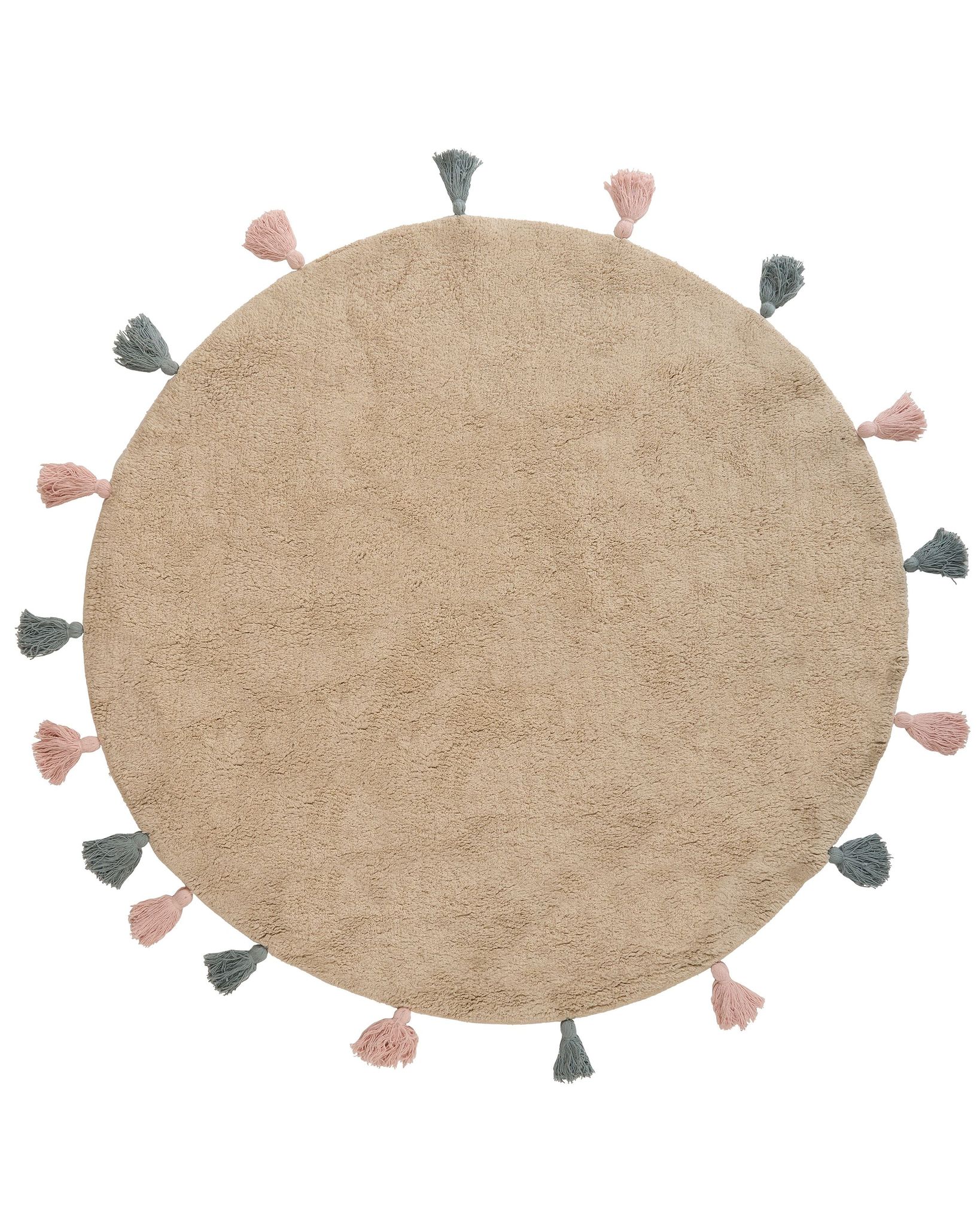 Kinderteppich Kodinhi Beige Ø 120 Cm Baumwolle