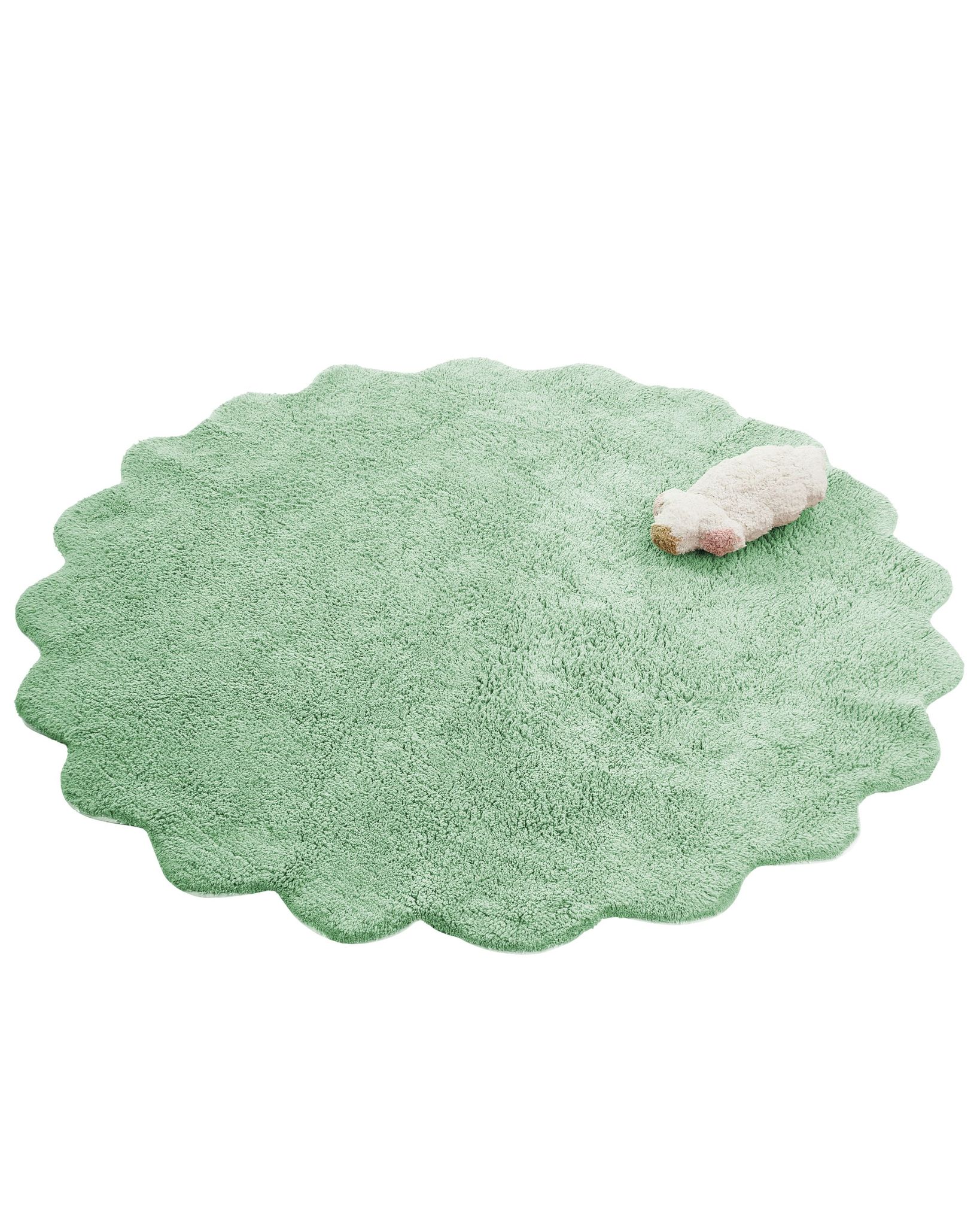 Kinderteppich Anegundi Grün Ø 120 Cm Baumwolle Mit Kissen