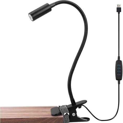 Klemmleuchte Aus Aluminium, 360° Flexibler Schwanenhals, Led-leseleuchte, Schreibtischlampe Mit 10 Helligkeitsstufen, Verstellbare Nachttischlampe, Für Arbeit Und Reisen