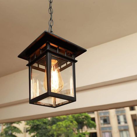 Beijiyi – Außenpendelleuchte Aus Verzinktem Stahl – Klarglasschirm – Spannung 110–240 V – Abmessungen Ø 18,5 X 23 Cm – 100 Cm Kabel