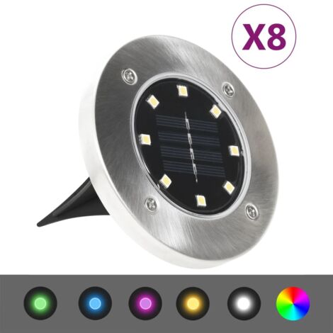 Vidaxl 8-teiliges Solar-bodenleuchten-set, Rgb-led-farben