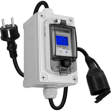 Beijiyi – Mobiles Digitales Strommessgerät 60 A 230 V – Wasserdicht (ip67) – Fehlerspeicher – Cee-schuko-stecker – Energieverbrauchsüberwachung