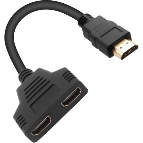 Hdmi-splitter-adapter (1 Eingang, 2 Ausgänge), 1080p-hdmi-splitterstecker Auf Zwei Buchsen, 30 Cm Langes Doppelanschlusskabel, Y-konverter Für Monitor, Hdtv, Projektor, Lcd-bildschirm