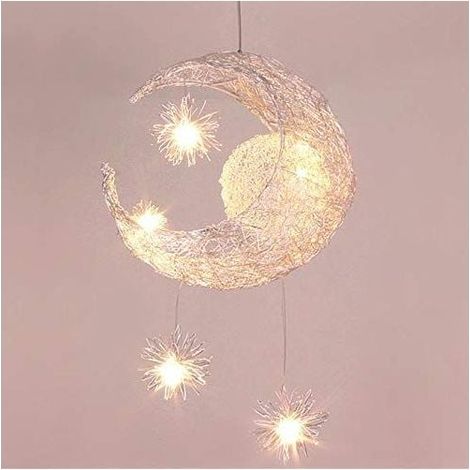 Stoex – Industrielle Led-pendelleuchte Mit Mond- Und Sternmotiv – Aluminium-deckenleuchte Mit 5 G4-glühbirnen – Warmweißes Licht Für Kinderzimmer