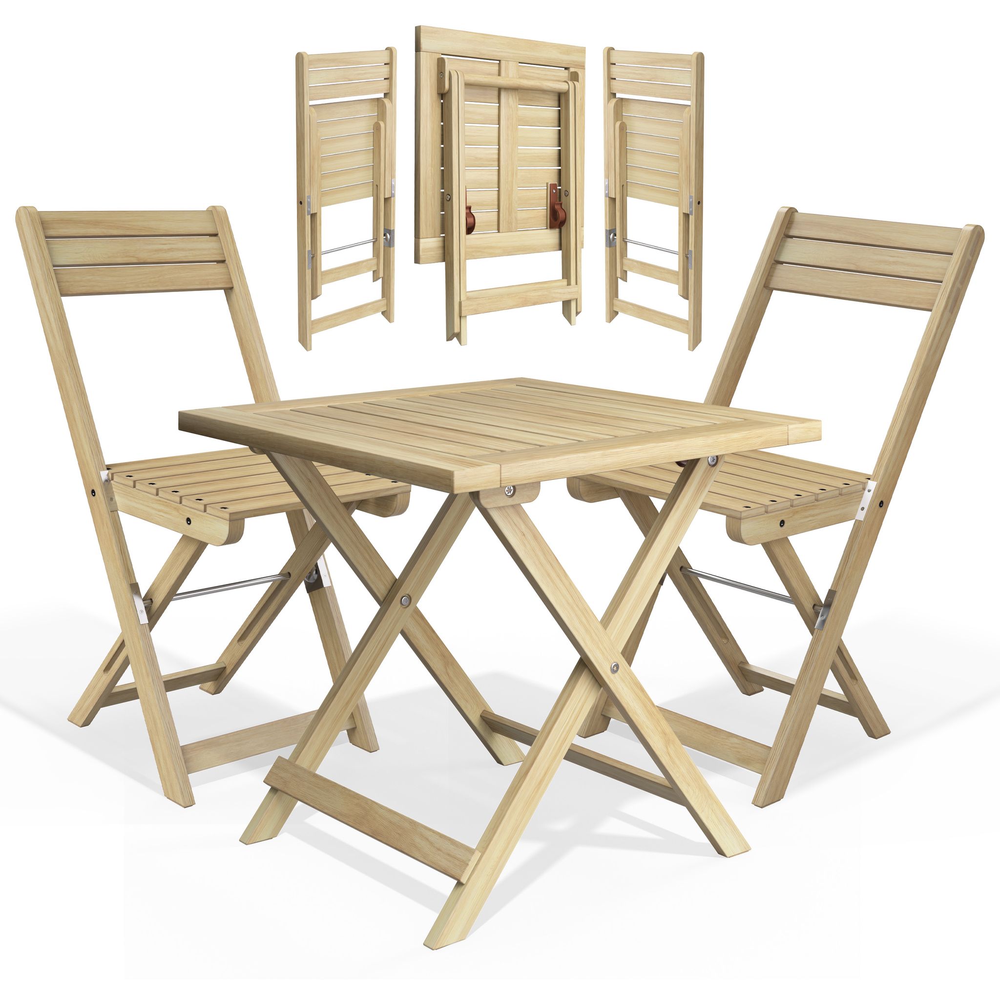 Casaria® Balkonmöbel Set 2 Personen Wetterfest Hell Braun