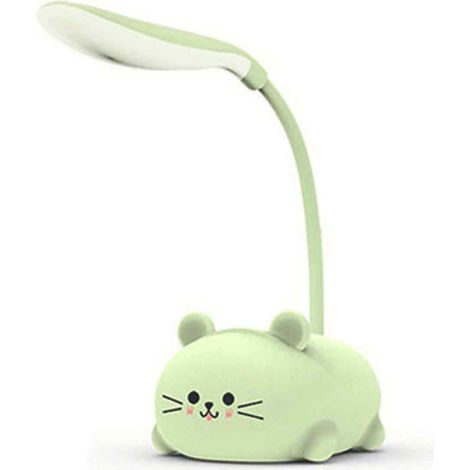 Niedliche Katzen-schreibtischlampe, Grüne Led, Usb-aufladbar, Flexibler Hals, Augenschonend, Für Arbeitszimmer, Zuhause Oder Büro