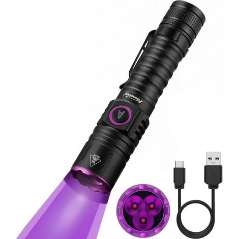 Sv103 15 W 395 Nm Usb C Wiederaufladbare Uv-led-taschenlampe. Woods Uv-schwarzlicht-urindetektor Für Harz. Angeln. Skorpion. Mineralien. Bernstein. Insekten. Mit Batterie