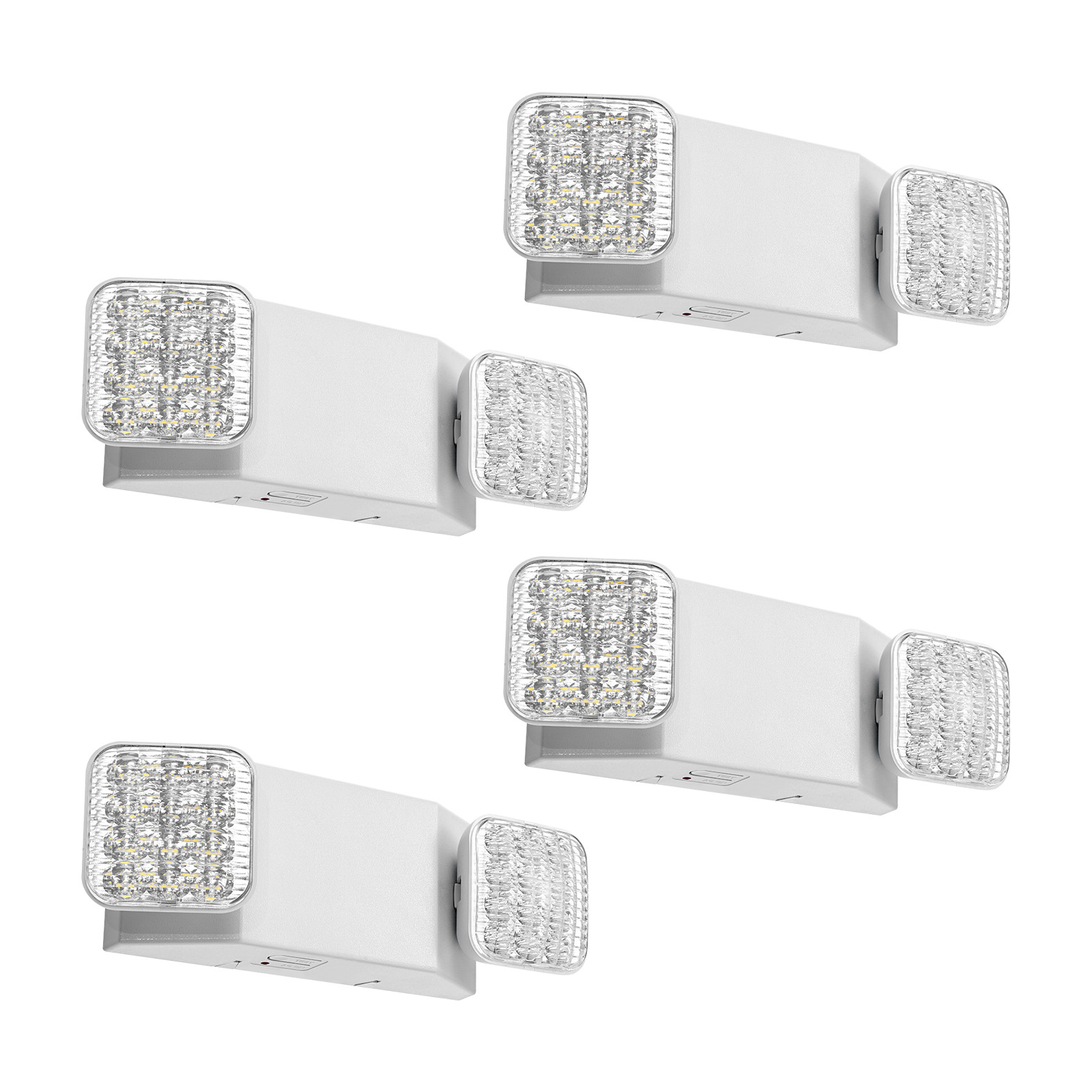 Vevor 4er-set Led Notbeleuchtung Mit 2 Verstellbaren Und Quadratischen Köpfen, Fluchtwegleuchten Für Gewerbe, 120-277 V Ac 90 Min. Notbetrieb Notausgangsbeleuchtung Wandmontage Sicherheitsbeleuchtung