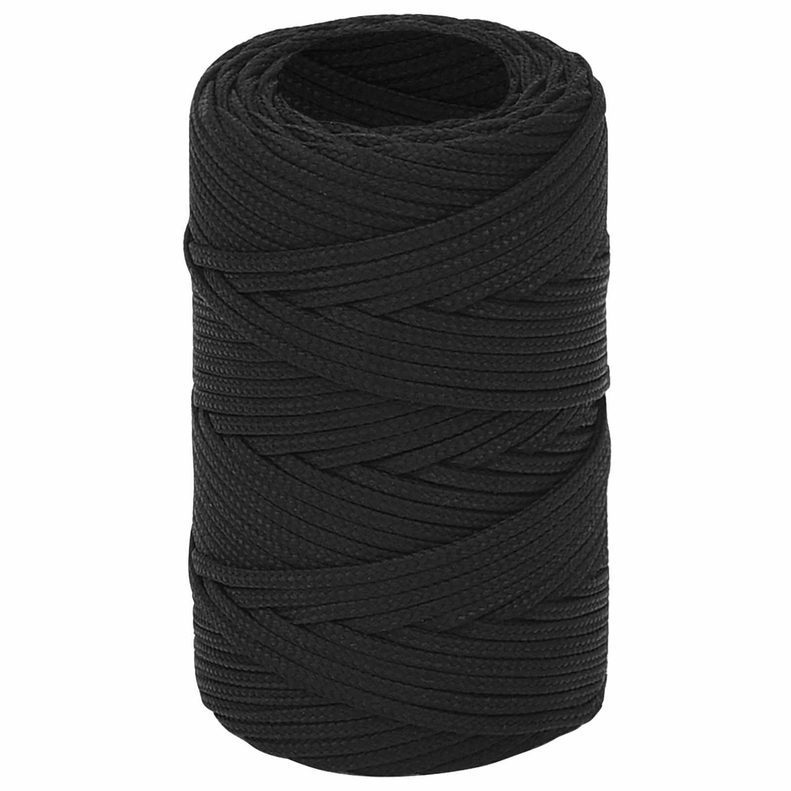 Mehrzweck-allzweckseil 2 Mm 25 M Schwarz Pp 27 Kg Max. Traglast Vidaxl