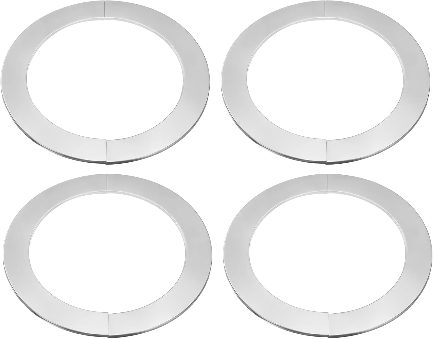 Set Aus 4 Runden, Selbstklebenden 7,48" (190 Mm) Edelstahl-wandtrennflanschen Mit Rohrabdeckung Und Befestigungskragen Für Boden, Decke, Badezimmer, Küche Und Toilette