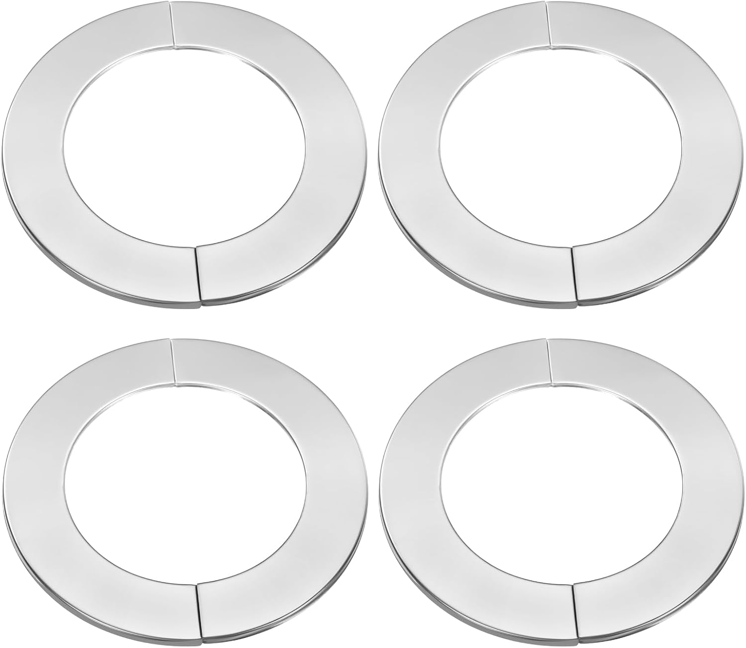 Set Aus 4 Runden, Selbstklebenden Wandtrennflanschen Aus Edelstahl Mit 91 Mm (3,58 Zoll) Durchmesser, Inklusive Rohrabdeckung Und Befestigungskragen Für Boden, Decke, Badezimmer, Küche Und Toilette
