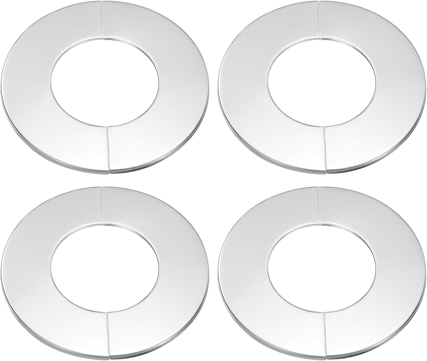 Set Aus 4 Runden, Selbstklebenden 71 Mm (2,8 Zoll) Edelstahl-wandtrennflanschen Mit Rohrabdeckung Und Befestigungskragen Für Boden, Decke, Badezimmer, Küche Und Toilette