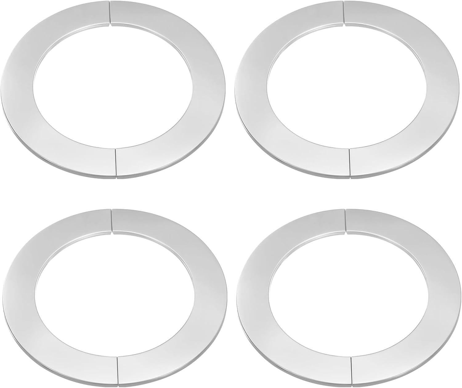 Set Aus 4 Runden, Selbstklebenden 4,88" (124 Mm) Edelstahl-wandtrennflanschen Mit Rohrabdeckung Und Befestigungskragen Für Boden, Decke, Badezimmer, Küche Und Toilette