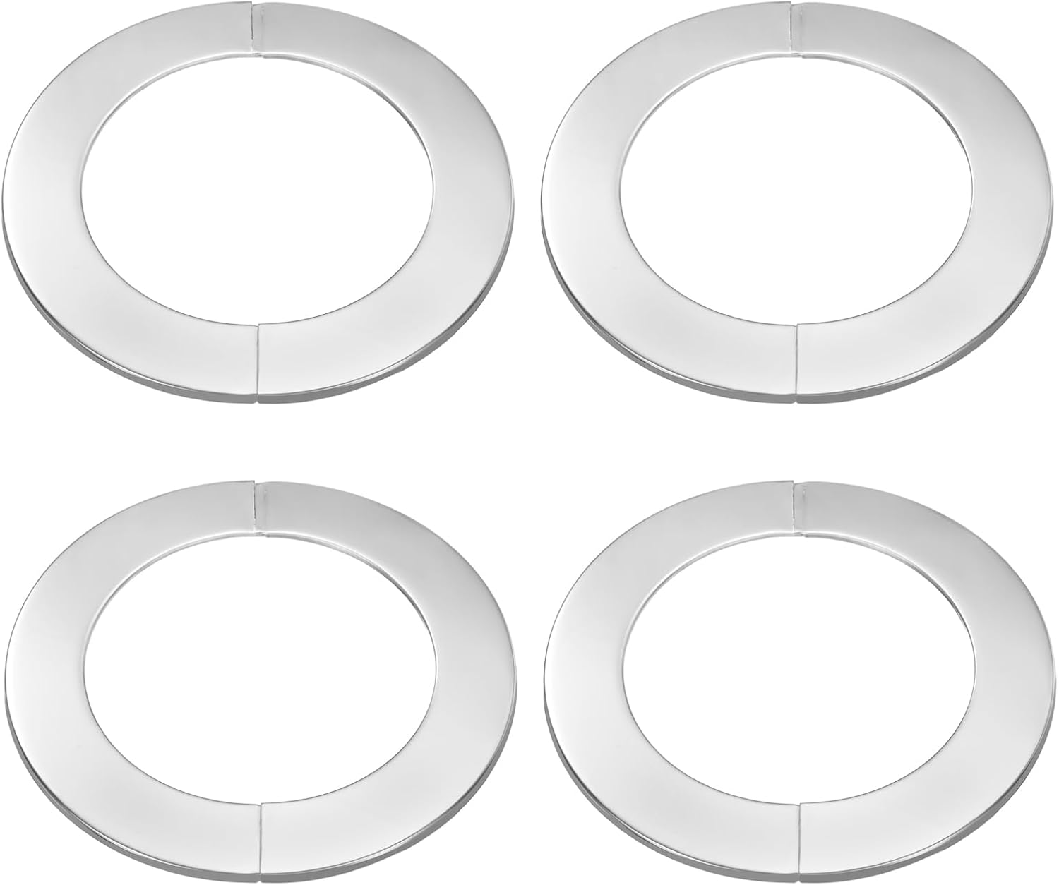 Set Aus 4 Runden, Selbstklebenden 3,98" (101 Mm) Edelstahl-wandtrennflanschen Mit Rohrabdeckung Und Befestigungskragen Für Boden, Decke, Badezimmer, Küche Und Toilette