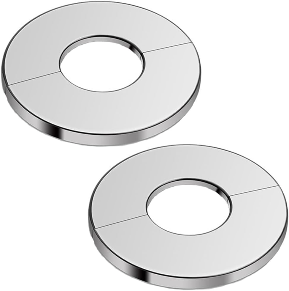 Set Aus 2 Geschlitzten Wandabschlussmanschetten (24 Mm / 0,94 Zoll), Runde Edelstahlrosette Für Wasserrohre, Silber