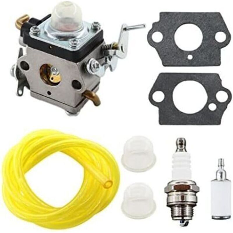 Vergaser 122 Für Husqvarna 122c, 122ldx, 122lk (22 Cc) – Ersatzteilnummern: 574386701, 581734301 – Inkl. Zündkerze, Filter Und Kraftstoffleitung