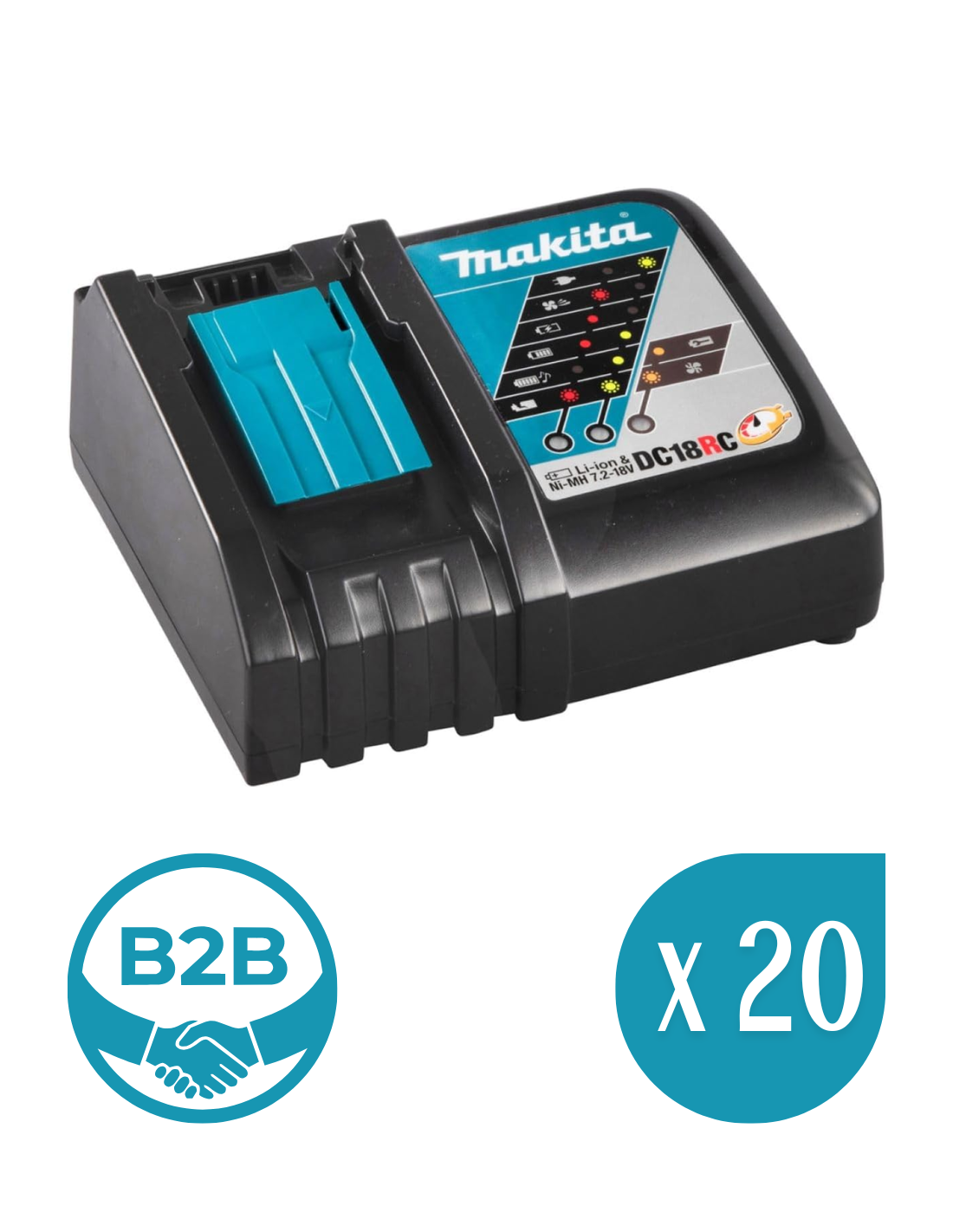[b2b] Pack Mit 20 Ladegeräte Makita Dc18rc