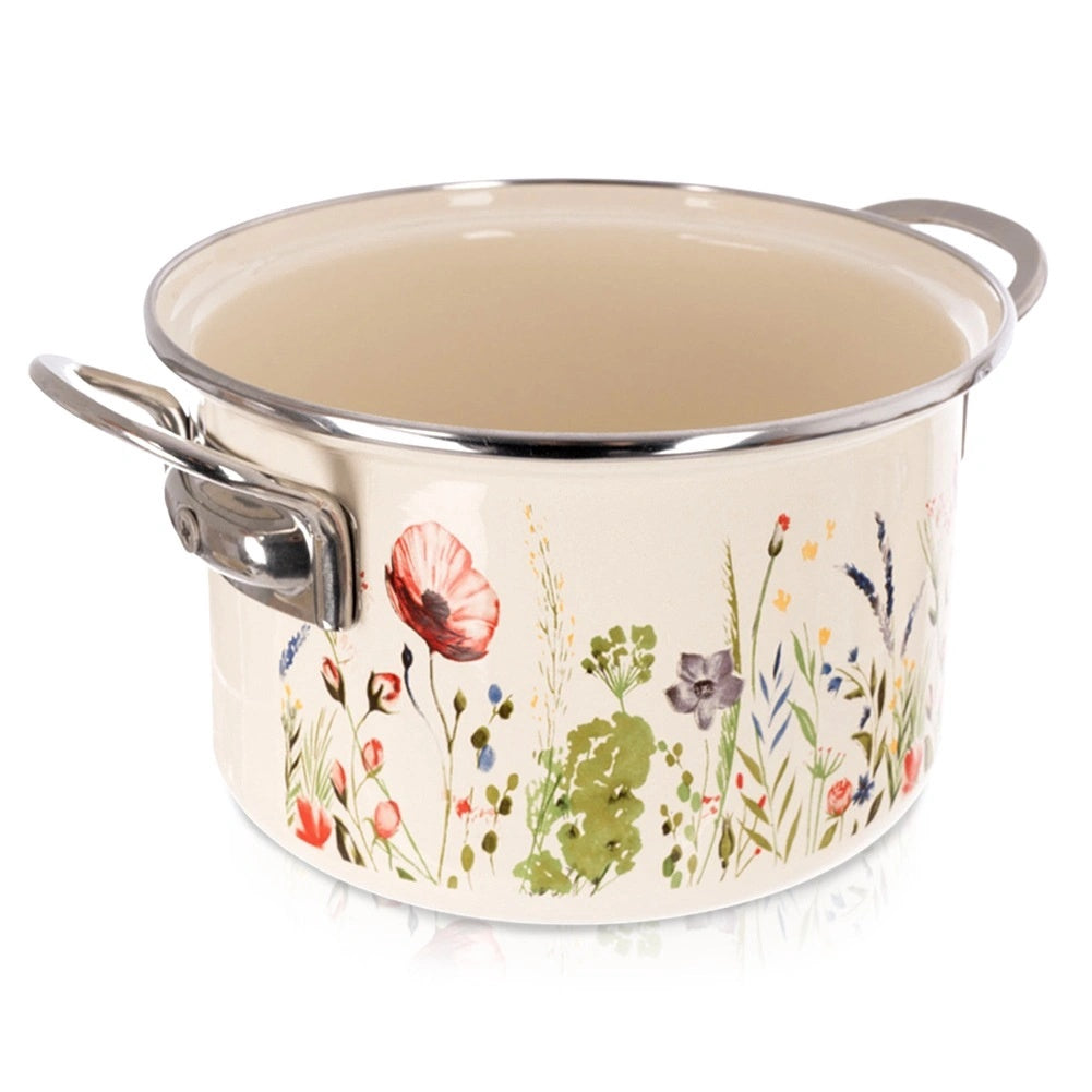 Emaillierter Stahltopf, Cremefarben, 2 L, 18 Cm Durchmesser