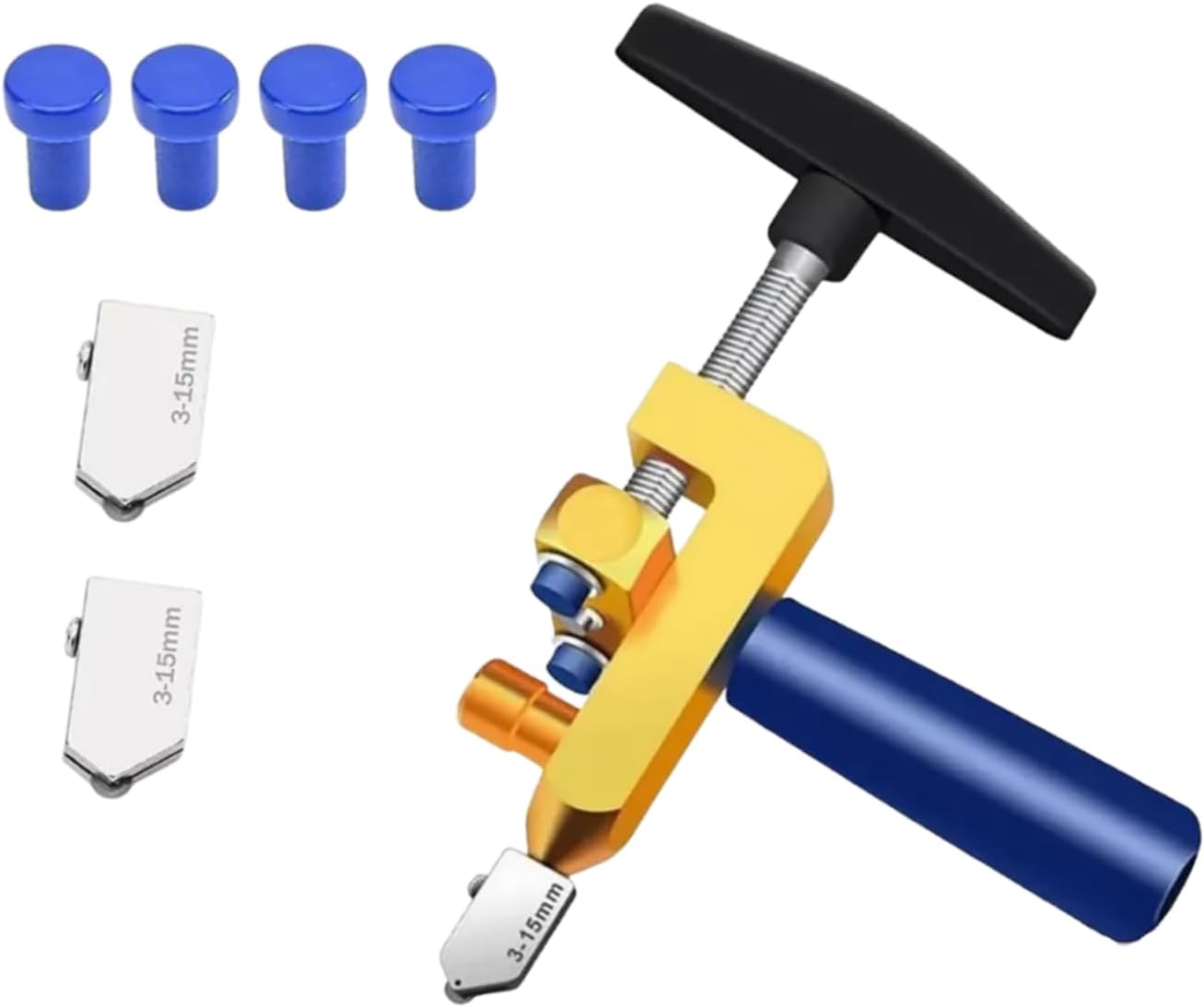 2-in-1 Fliesenschneider, Fliesen- Und Glasschneidewerkzeug, Manueller Fliesenschneider Von 3 Bis 15 Mm Mit 2 Wolframstahlklingen Für Heimwerker, Schneiden Von Glas, Spiegeln Und Keramikfliesen