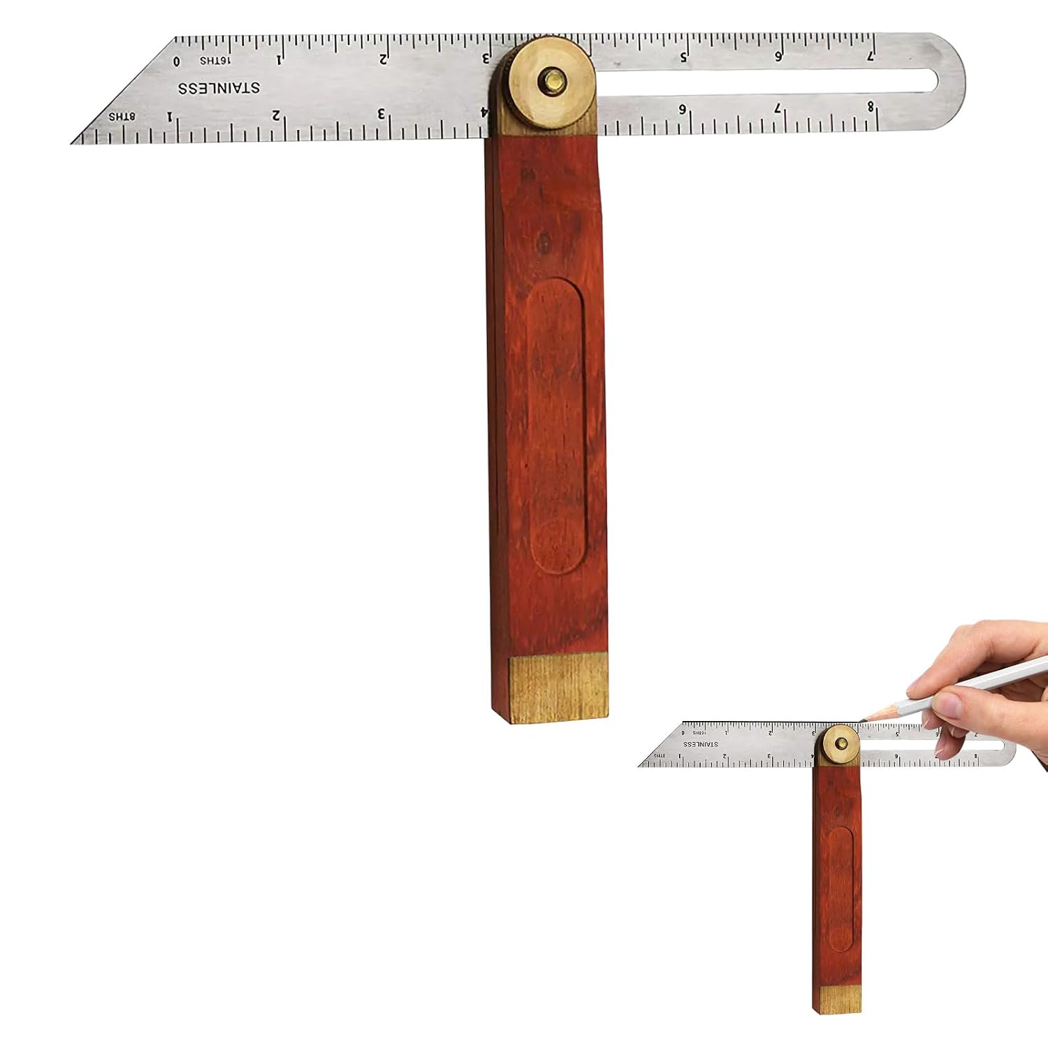 Schiebewinkelmesser, Verstellbarer Winkelmesser, 230 Mm, T-förmiges Winkelmesserblatt Mit Hartholzgriff Und Edelstahlklinge Für Schreiner, Ingenieure Und Tischler.