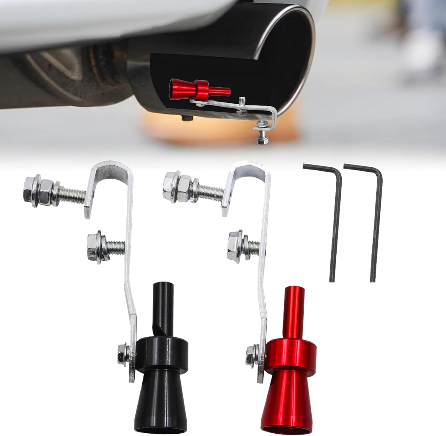 Stück Turbo-sound-pfeifen, Auspuffpfeife Universelle Auto-sound-simulator-pfeife, Auspuffgeräuschverstärker Für Alle Fahrzeugmodelle (schwarz + Rot)