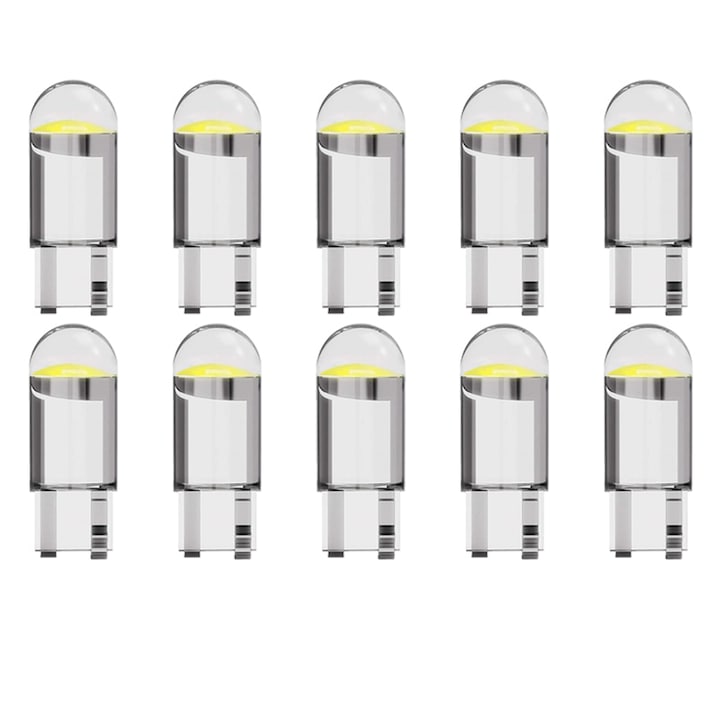 Set Mit 10 Led-lampen, Darklove, T10 / W5w, Weißes Licht, Für Armaturenbrett, Ambientebeleuchtung, Parksensoren, Transparent