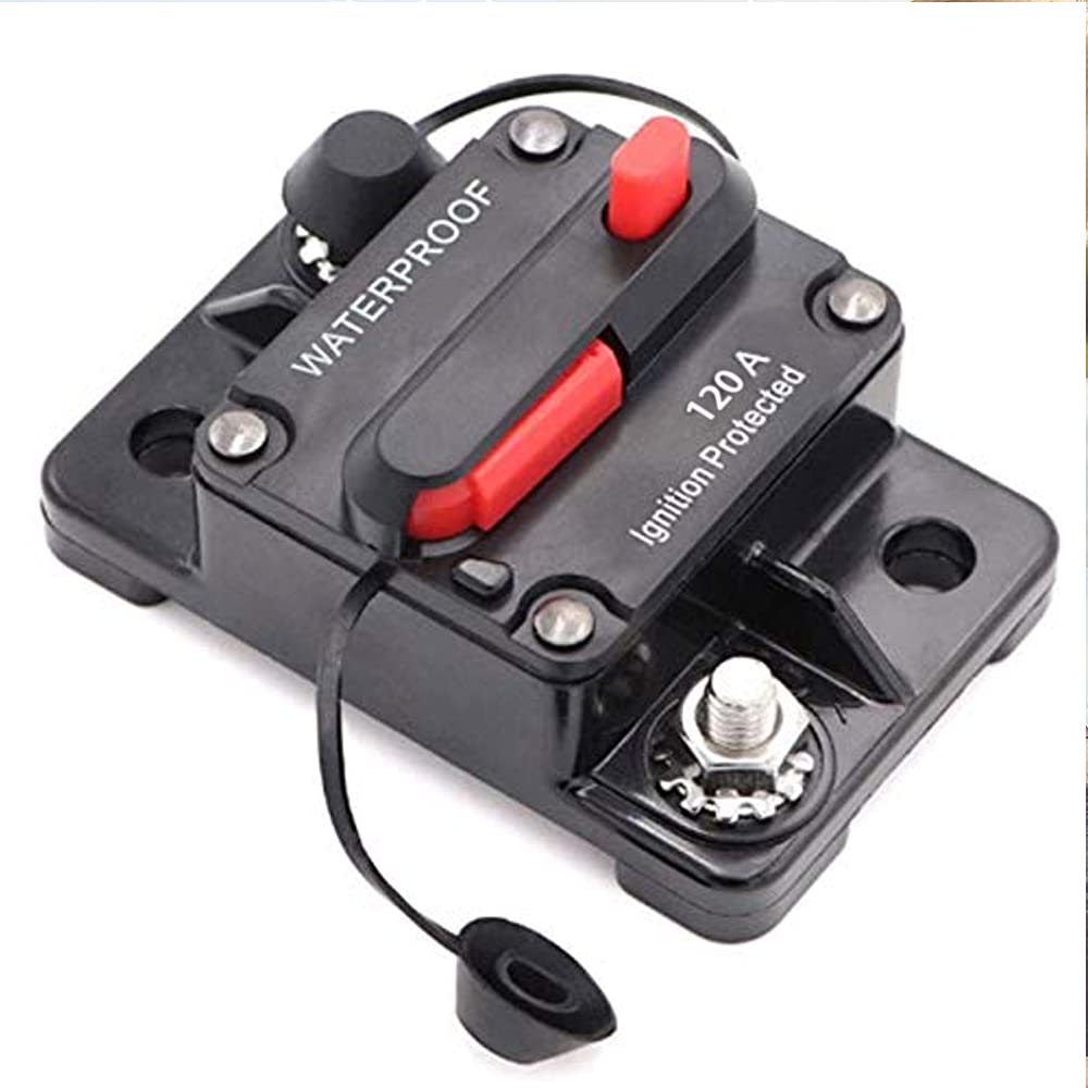 Wasserdichter Dc 12v-48v Inline-audio-leistungsschalter Mit Manuellem Rückstell-sicherungshalter, Automatischem Sicherungshalter Für Auto, Boot, Wohnmobil, Wohnwagen (120a)