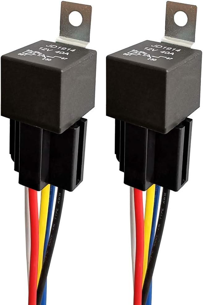 2er-pack Jd1914 12v 40a 5-pin Spdt 12 Awg Kfz-relaiskabelbäume Mit Integrierter Diode Für Lkw, Transporter, Motorrad, Boot