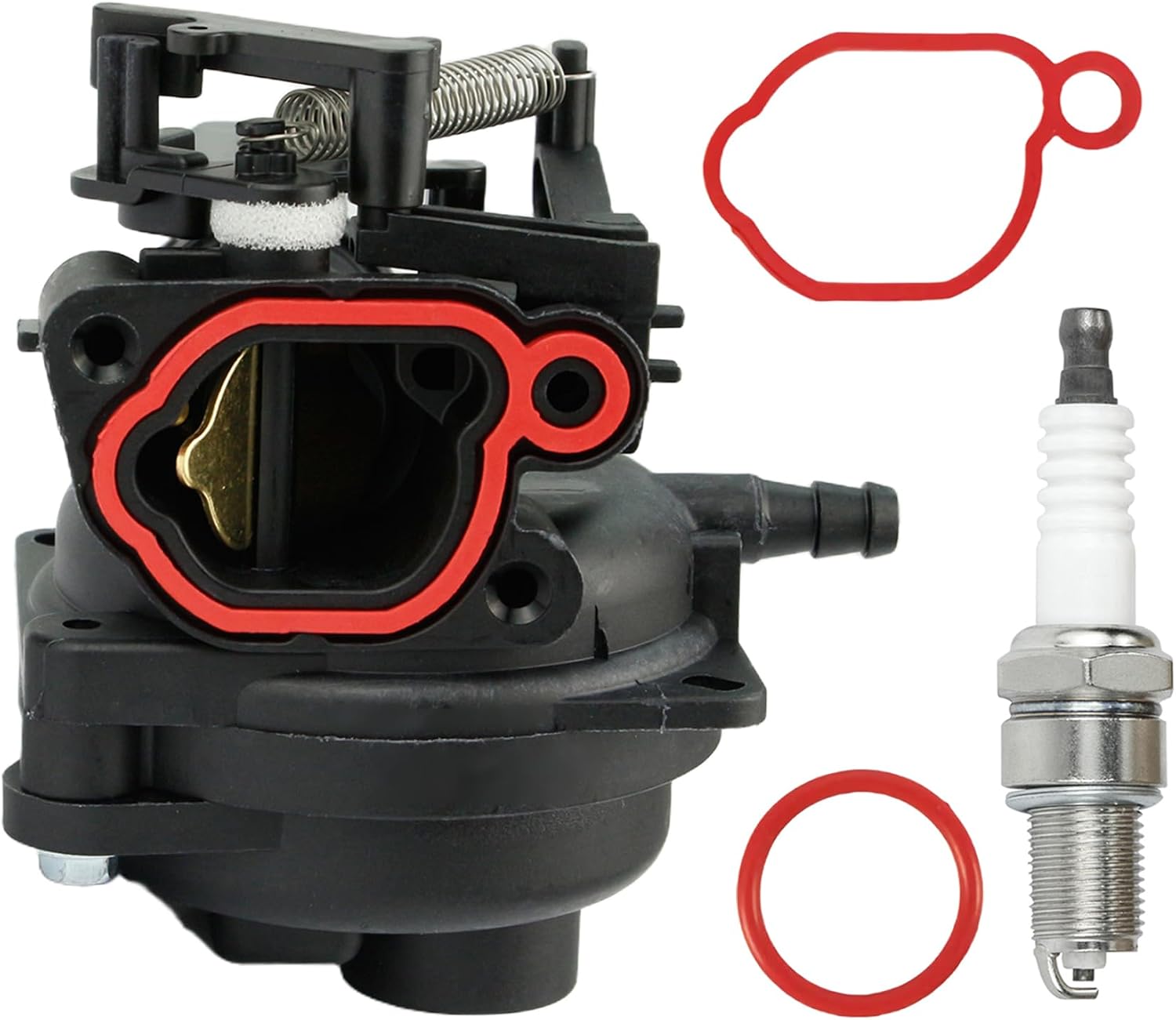 Vergaser-reparatursatz Für Briggs & Stratton 550ex Lc221a, 625ex, 675ex Tb110 Vergasermotor 09p702-0145/0098 – F1 Rasenmähermotorteile Mit Roten Dichtungen + Zündkerze. Ersetzt 594058