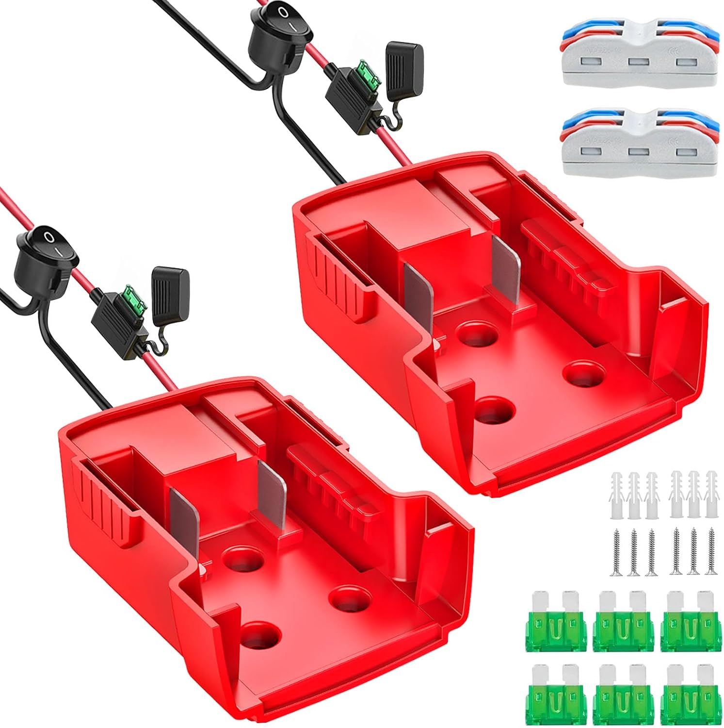 Set Mit 2 Power Wheels-adaptern Für Milwaukee 18v-akkus, Akkuadapter, 14 Awg Dock-stromanschluss Mit Sicherung Und Schalter, Akku-umrüstsatz, Adapter