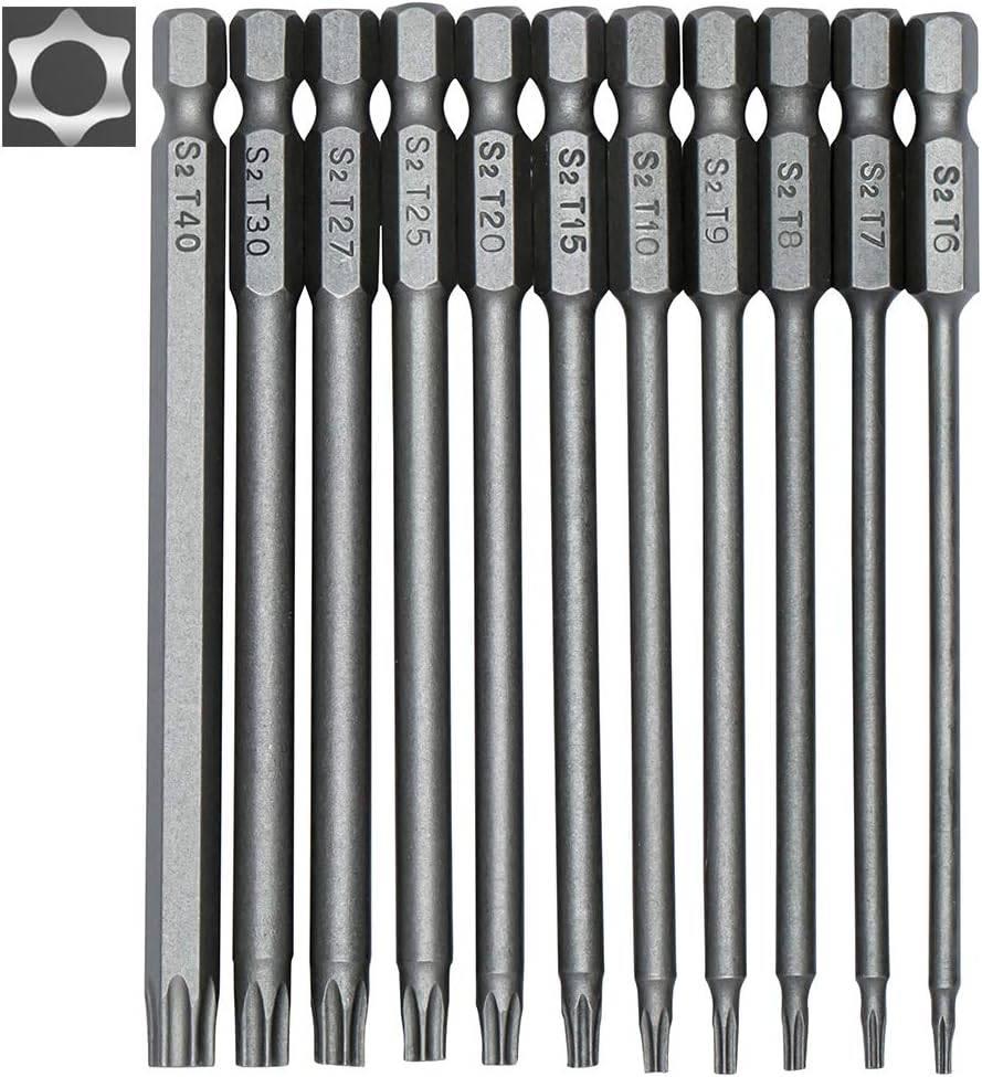 Satz Mit 11 Langen Magnetbits 1/4" T6-t40 100 Mm