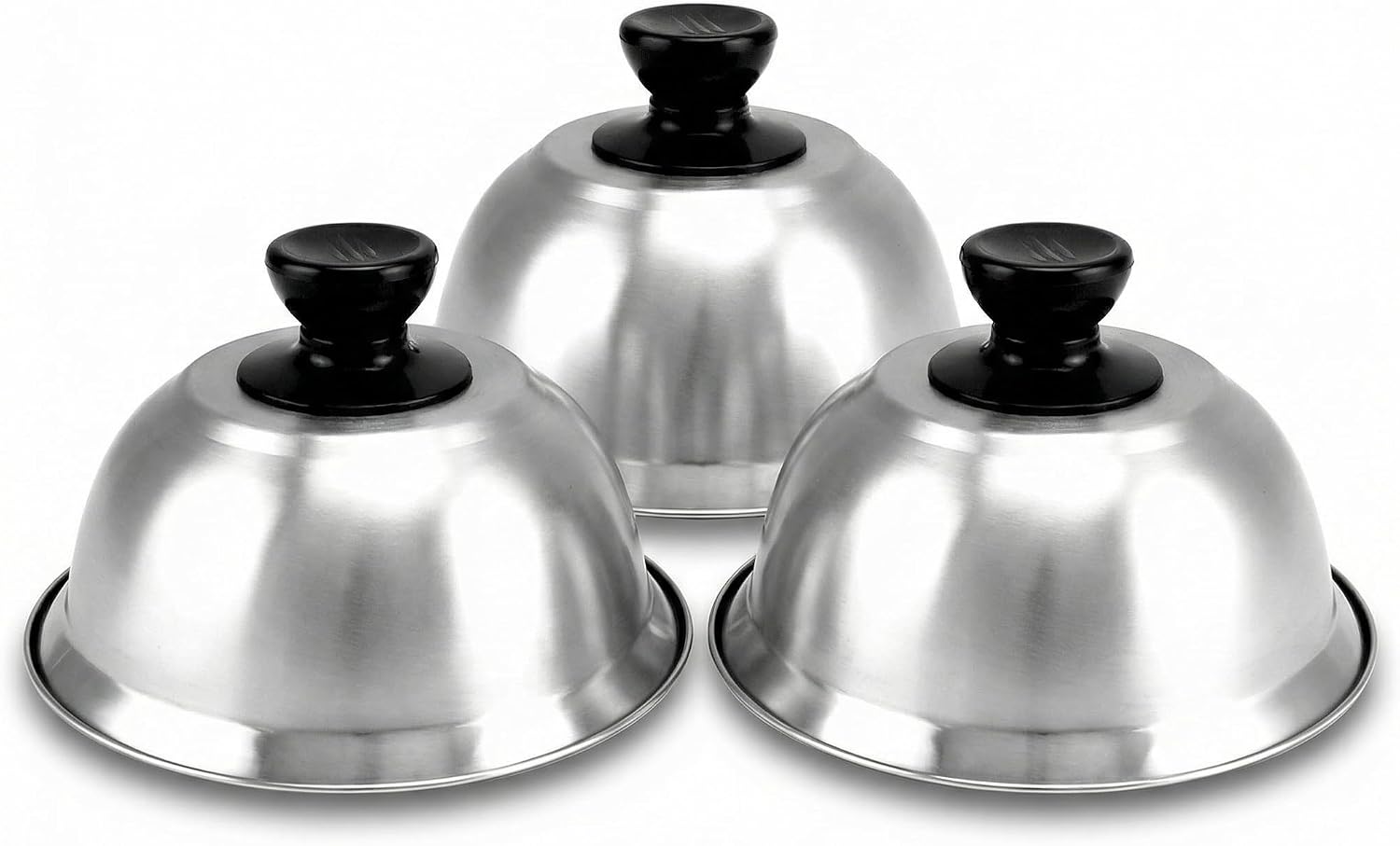 Set Mit 3 Burger-grillkuppeln, Edelstahl-speiseglocken, 16 X 10 Cm, Für Burger, Steaks