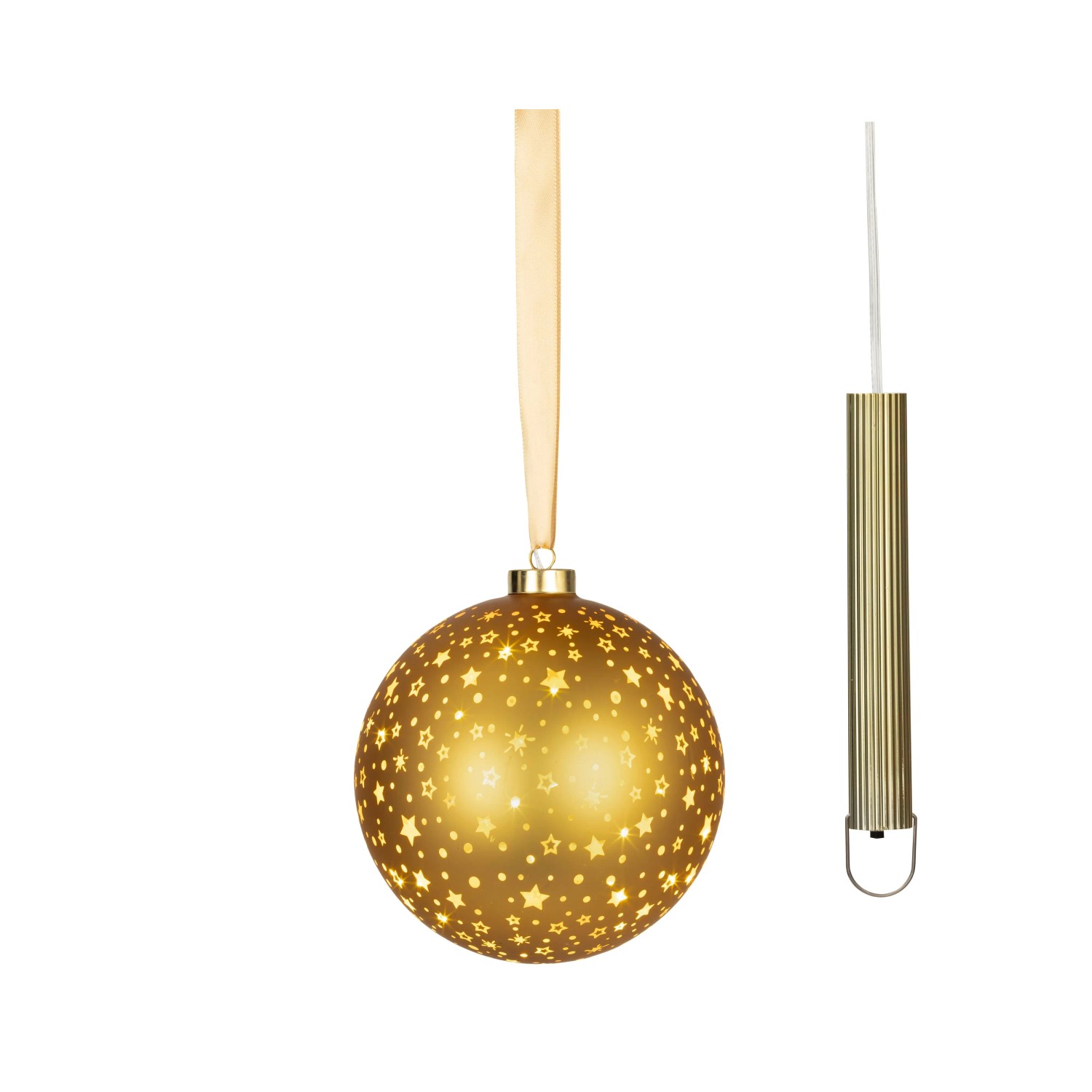 Lumineo LED-Glas-Weihnachtskugel Ø 19 cm Gold