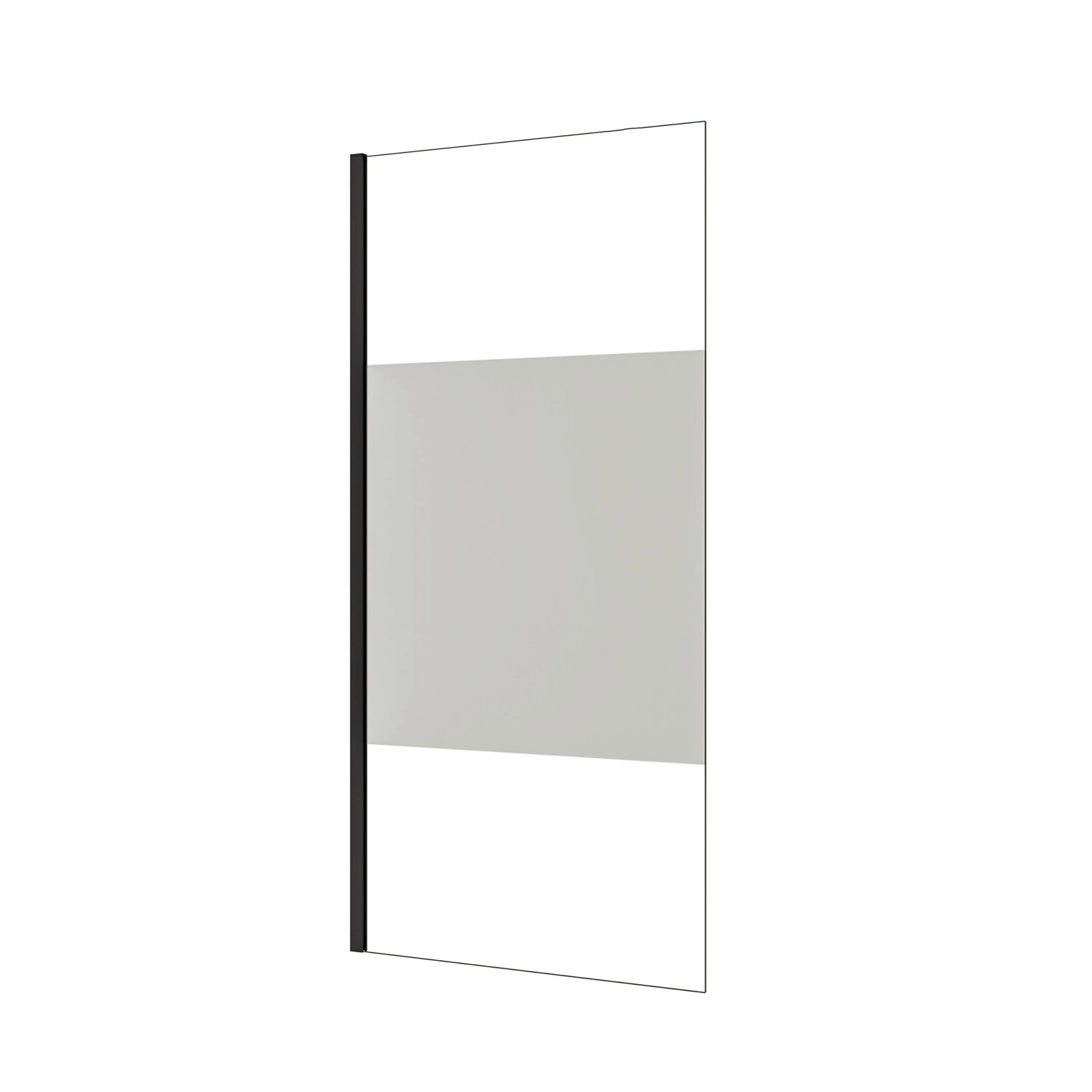 AICA Walk‑in Duschwand Mattschwarz B.90 x H.200cm Milchglasstreifen Duschabtrennung 10mm Nano ESG-Glas Schwarzrahmen Duschkabinen