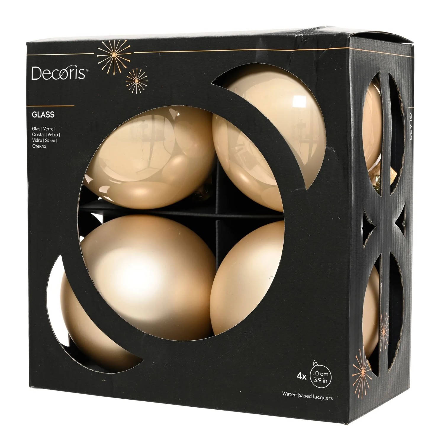 Decoris Weihnachtskugel-Set Glas Ø 10 cm Perle 4 Stück