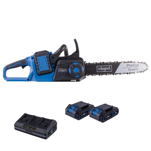 Scheppach Akku-Kettensäge BC-CS355Duo-X – SET S2.5