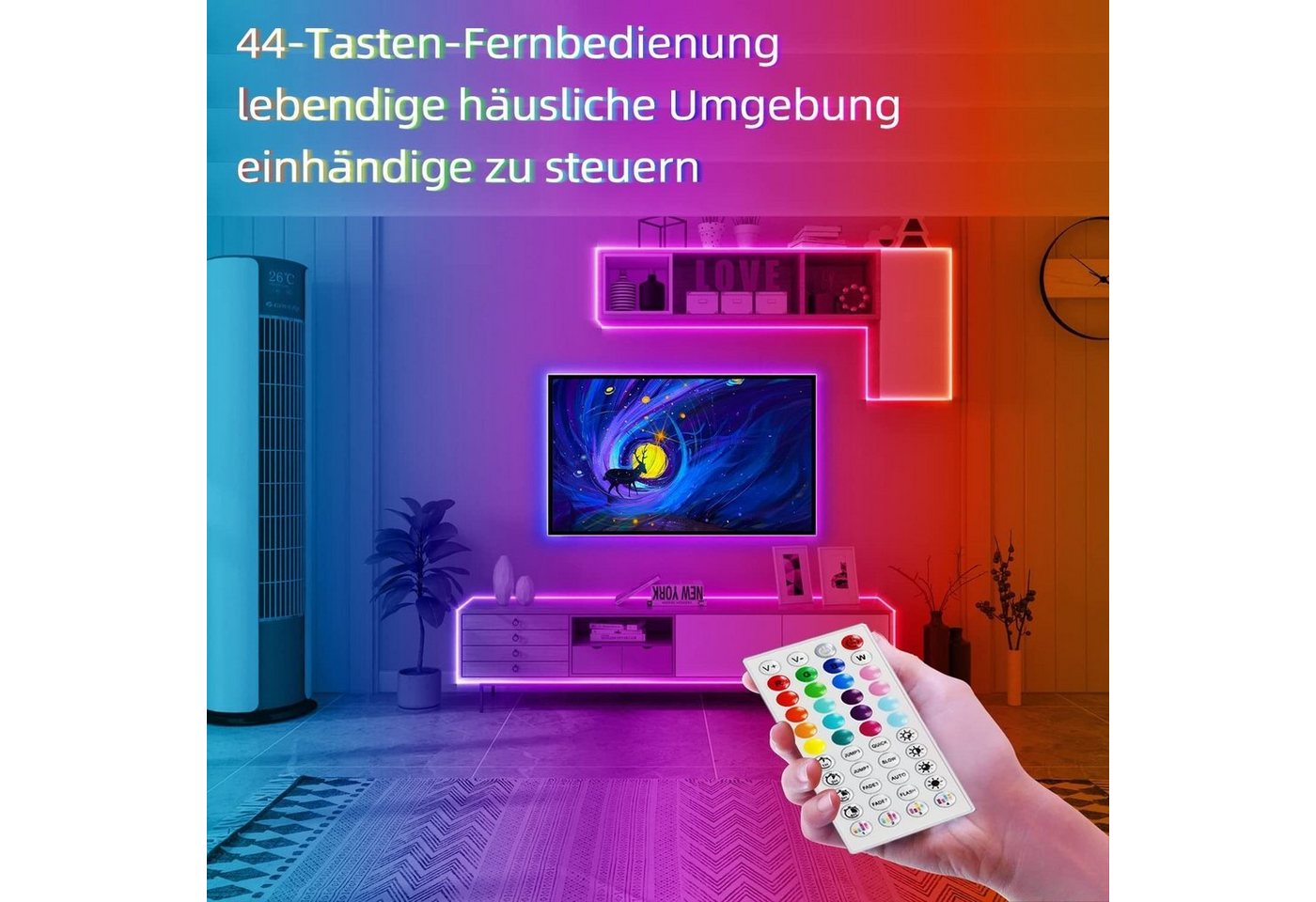 ZMH LED-Streifen RGB einstellbar mit Fernbedienung App LED-Streifen Wohnzimmer, 20M, Music Sync mit Ferbedienung RGB Esszimmer Flur Bild 4