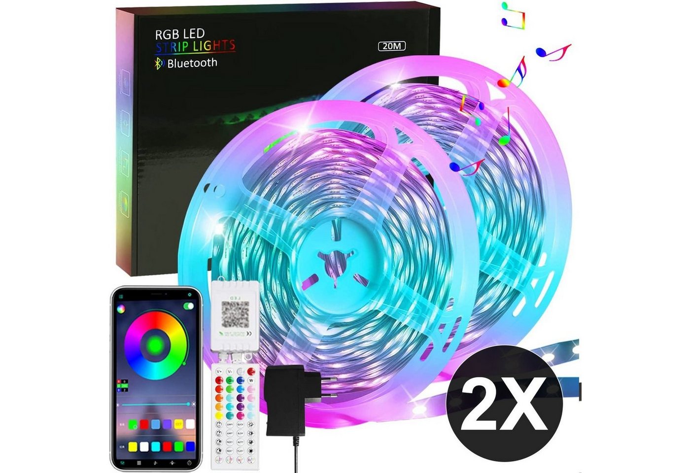 ZMH LED-Streifen RGB einstellbar mit Fernbedienung App LED-Streifen Wohnzimmer, 20M, Music Sync mit Ferbedienung RGB Esszimmer Flur Bild 5