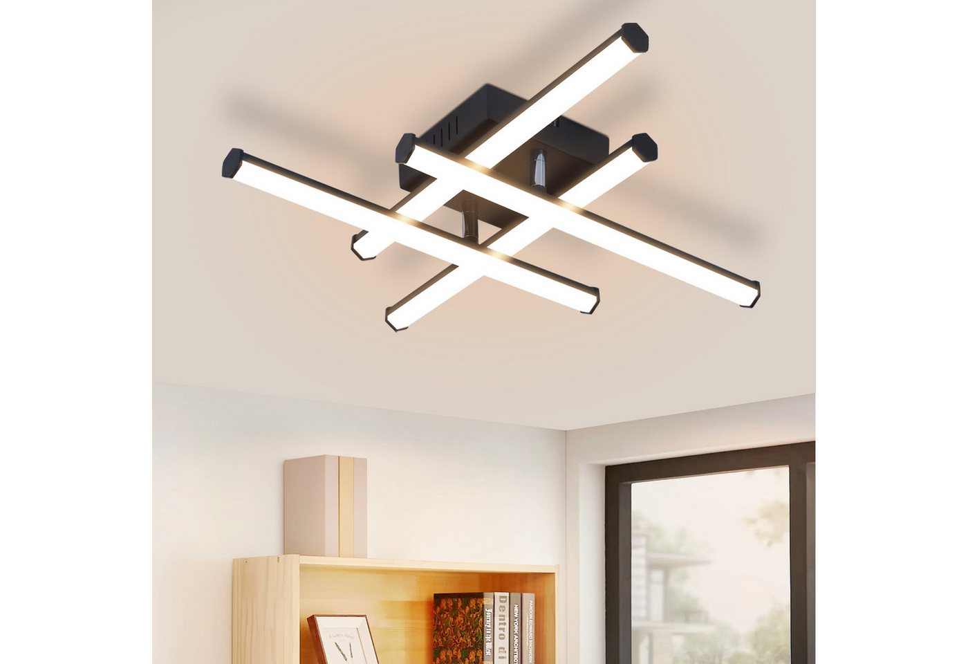 ZMH LED Deckenleuchte Wohnzimmer Schwarz Modern Wandleuchte Innen 3000K für Küche Flur, LED fest integriert, Warmweiß Bild 5