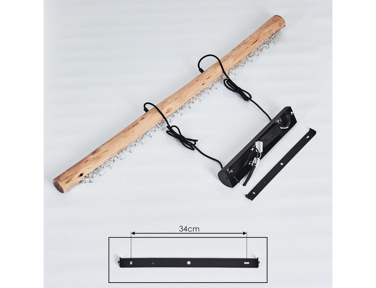 hofstein Pendelleuchte »Lipusa« Hängelampe länglich aus Metall Schwarz und Holz, 3000 Kelvin, 1xLED 20 Watt, 2000 Lumen, über herkömmlichen Lichtschalter dimmbar Bild 4
