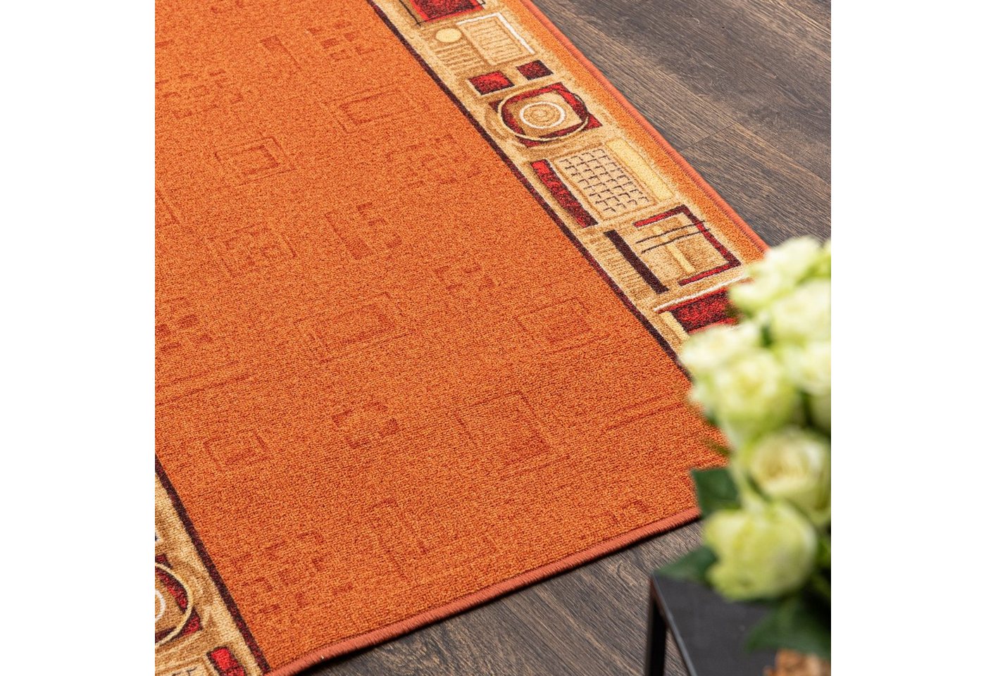 Mazovia Läufer Läufer Teppichläufer Brücke - Vorzimmer Küche - Terracotta Rost, 80 x 100 cm, Kurzflor, Rutschfest, Meterware, Verschiedene Größen