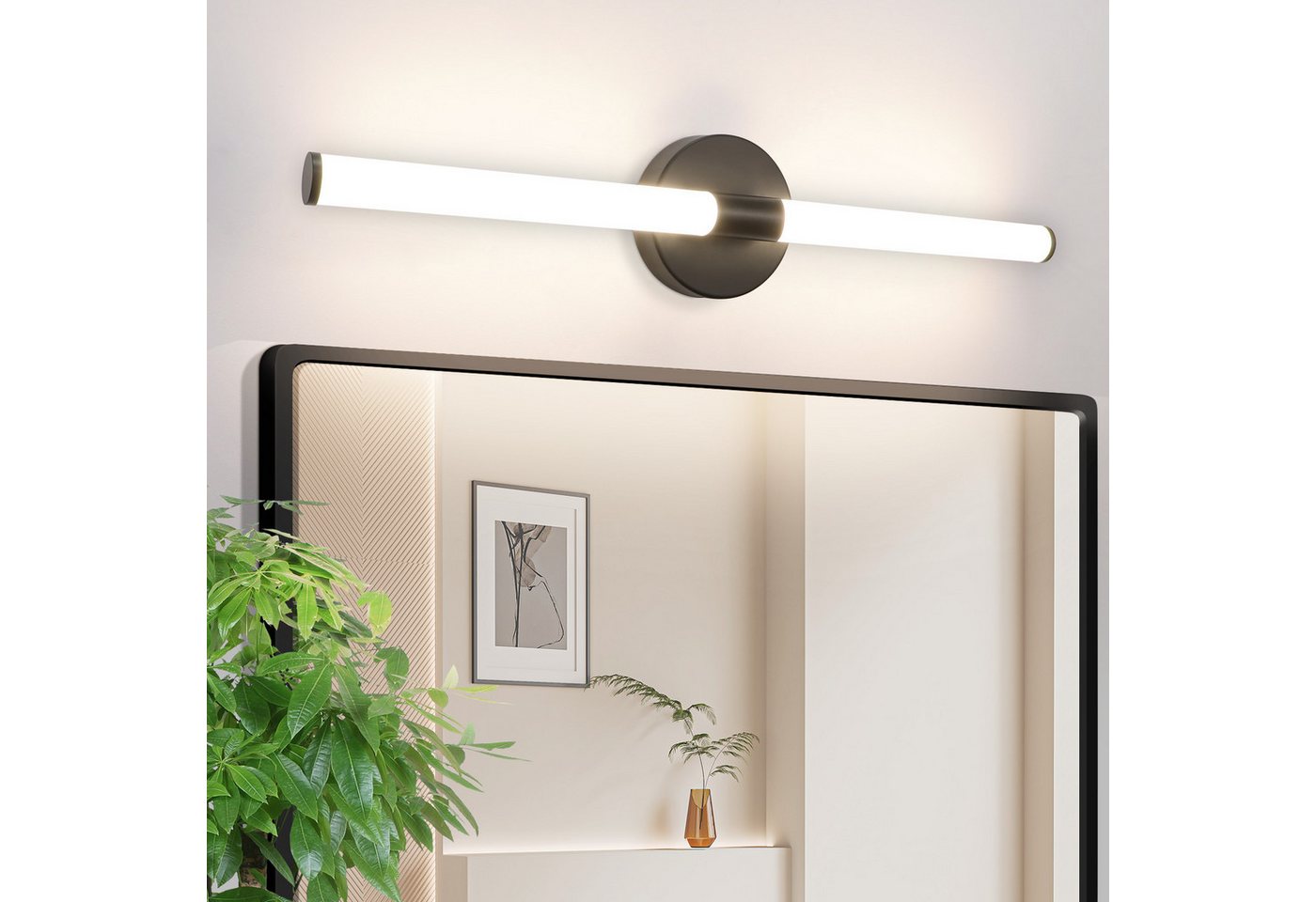 ZMH LED Spiegelleuchte 60CM lampe LED-8W 4000K Modern Wandleuchte für Keller Küche, LED fest integriert, Neutralweiß, LED-zimmerleuchte mit angenehmem Licht schrank Bild 2