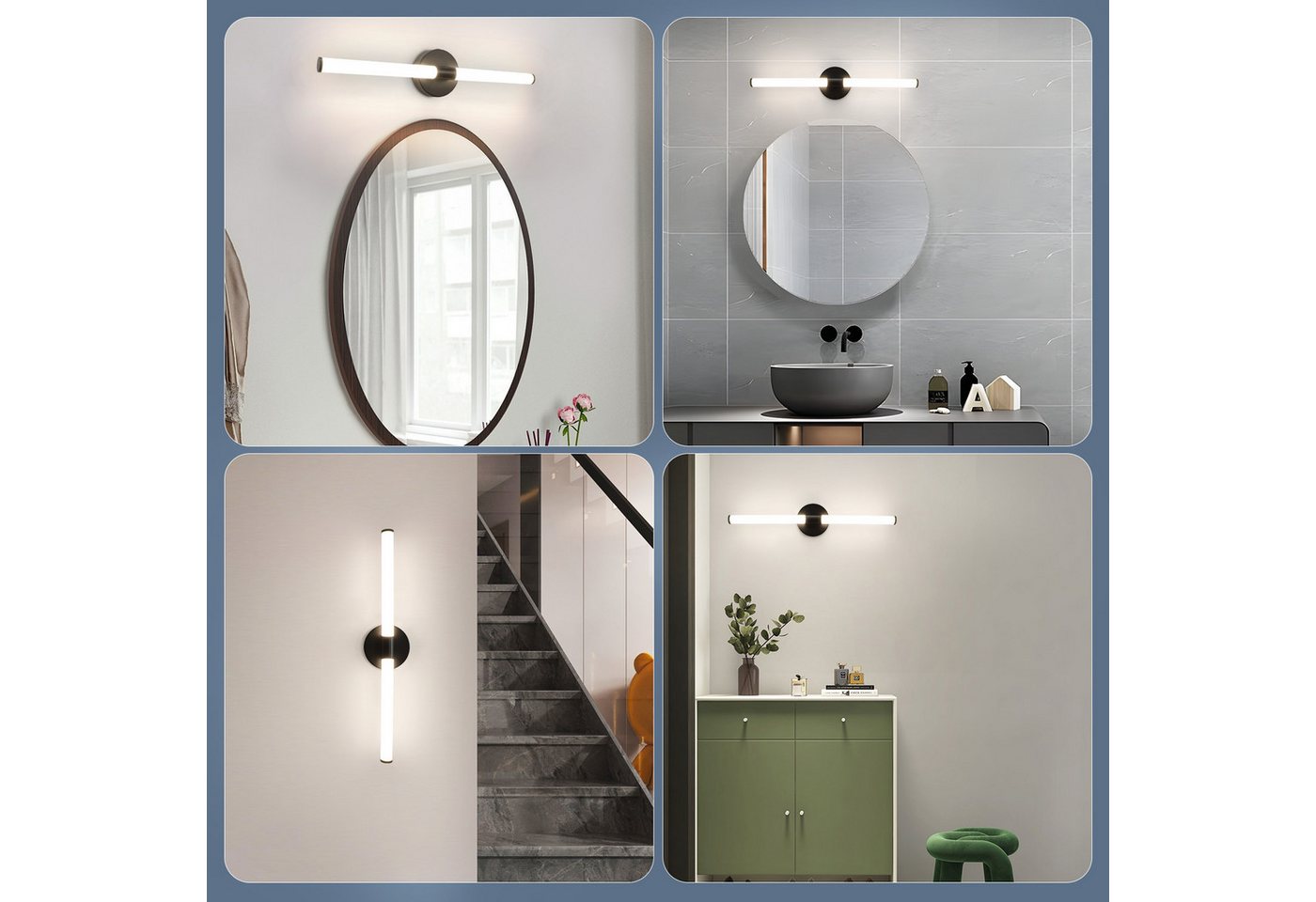 ZMH LED Spiegelleuchte 60CM lampe LED-8W 4000K Modern Wandleuchte für Keller Küche, LED fest integriert, Neutralweiß, LED-zimmerleuchte mit angenehmem Licht schrank Bild 3
