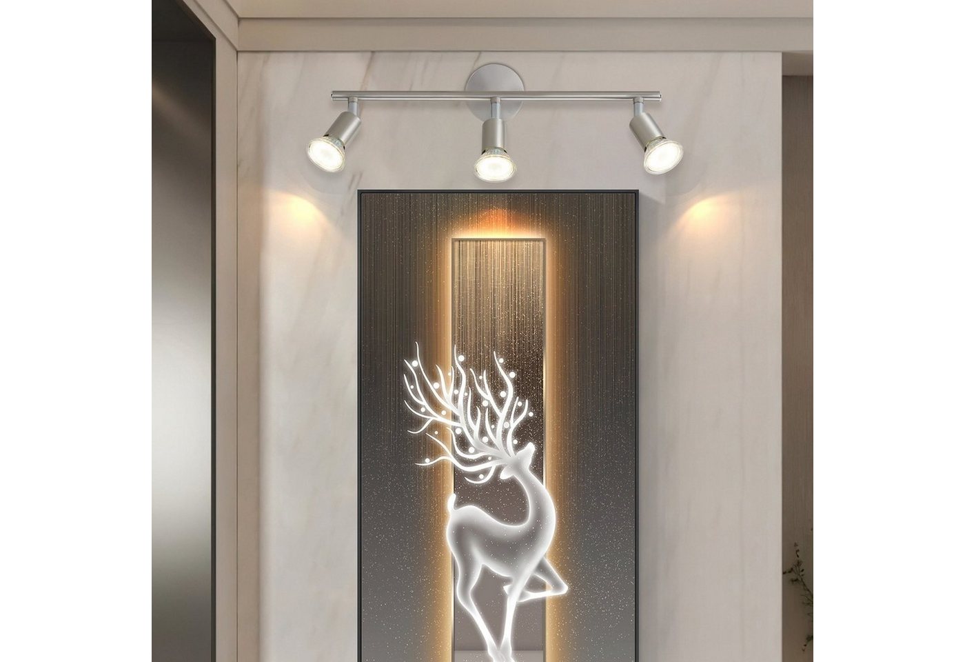 ZMH Deckenstrahler 3-flammig drehbar Schwarz/Nickel Moderne Deckenleuchte für Flur, ohne Leuchtmittel, 350°Drehbar Strahler Lampe Edelstahl Decke Bild 2