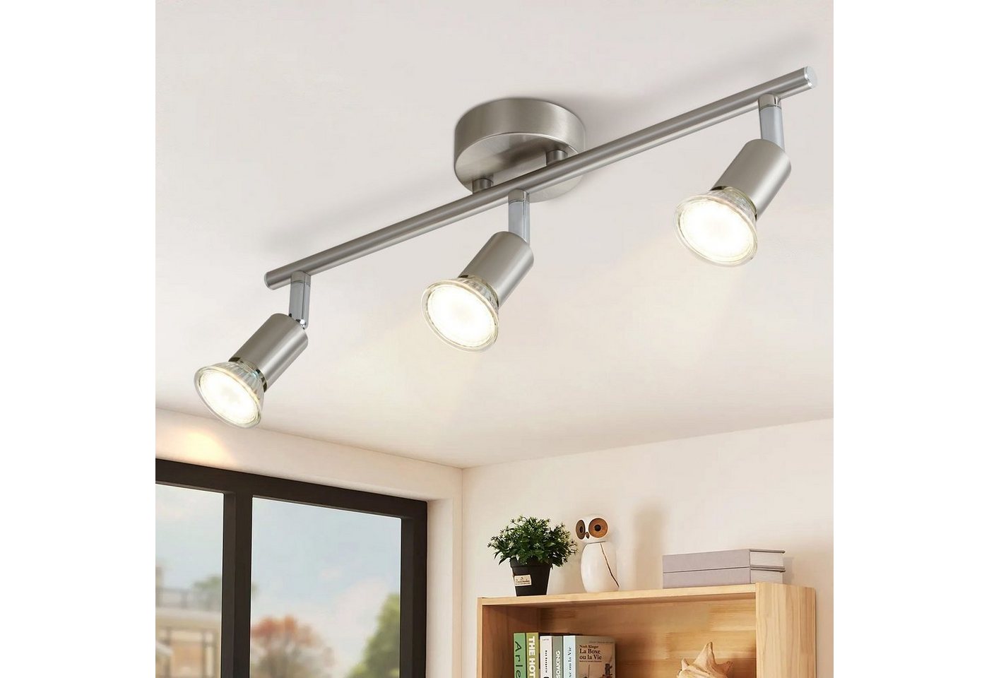 ZMH Deckenstrahler 3-flammig drehbar Schwarz/Nickel Moderne Deckenleuchte für Flur, ohne Leuchtmittel, 350°Drehbar Strahler Lampe Edelstahl Decke Bild 5