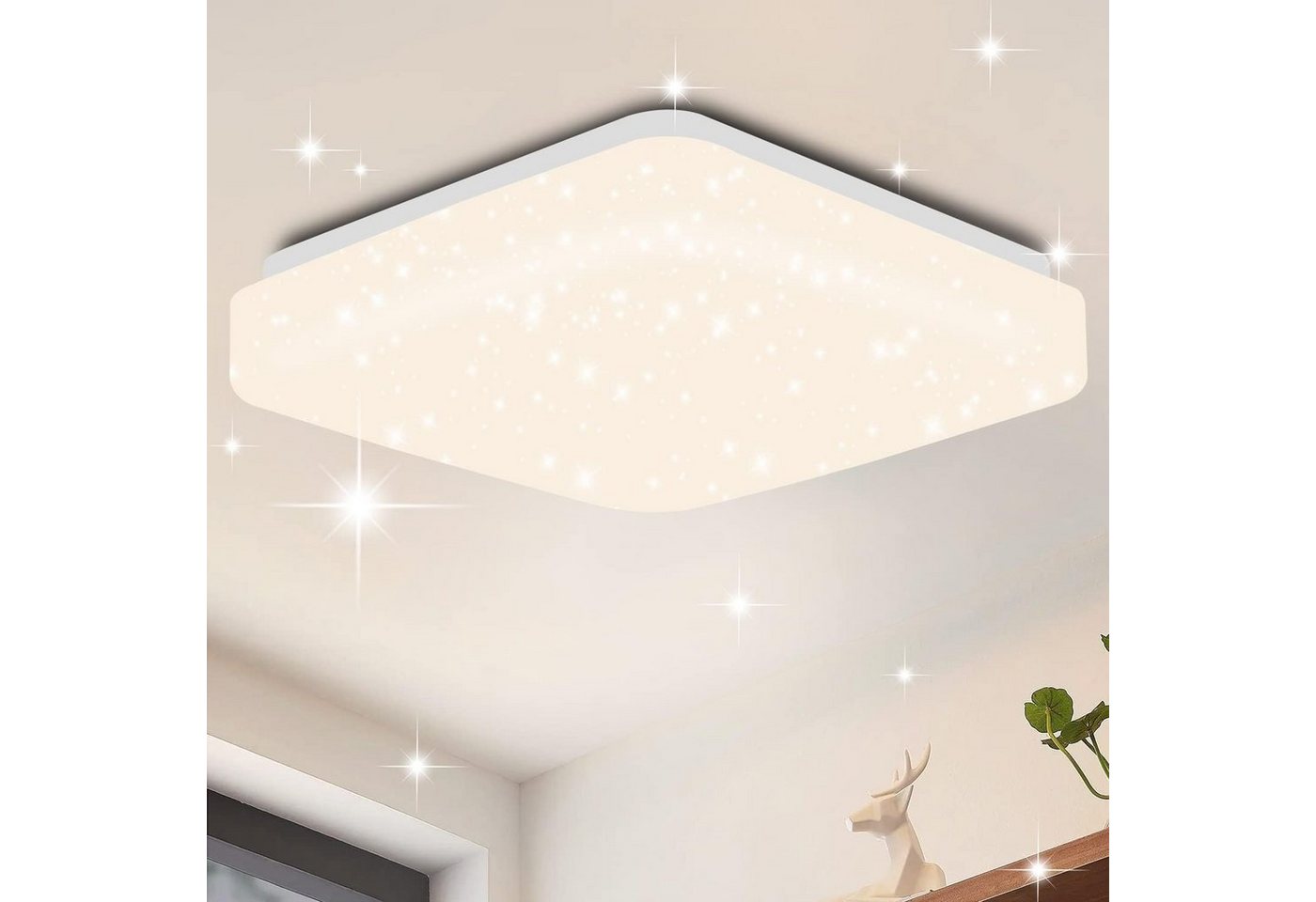 ZMH LED Deckenleuchte Wohnzimmer Modern 21CM Sternenhimmel Flurlampe für Schlafzimmer, LED fest integriert, 4000K