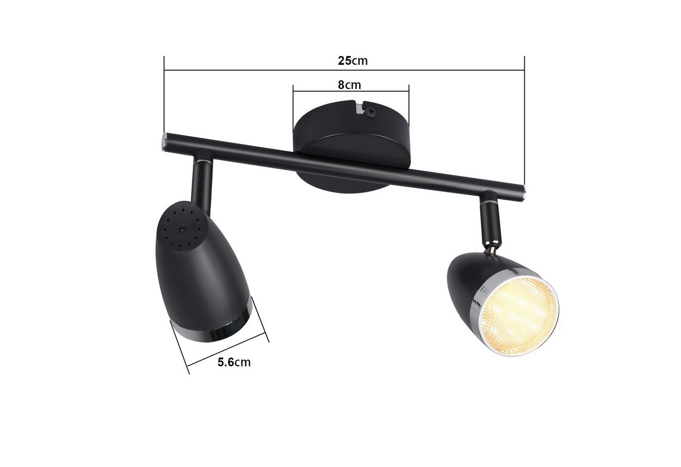 ZMH Deckenstrahler 1/2/3/4 Flammig 4/6/12/16W Deckenlampe schwenkbar 350° Wohnzimmer, LED fest integriert, Warmweiß, Schwarz 3000K schwenkbar 350° Deckenspot Flur Schlafzimmer